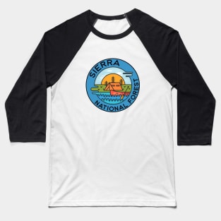 Sierra National Forest California Camping Canoe Baseball T-Shirt